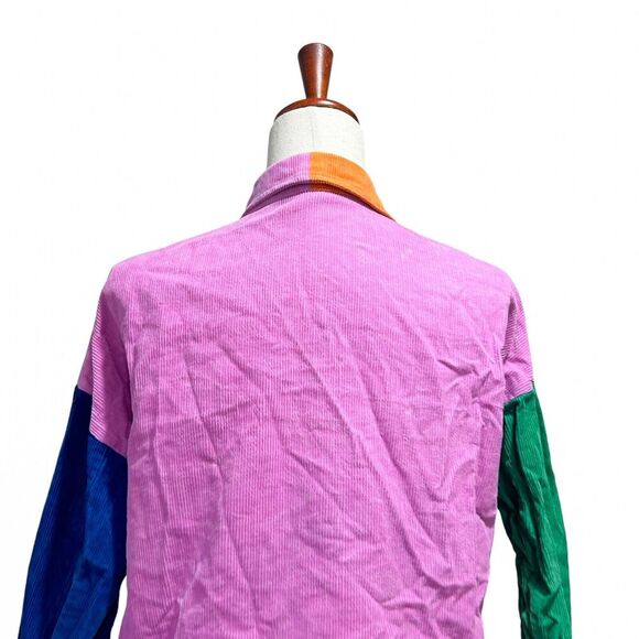Vici XS Extra Small Women's Color-block Corduroy Shacket‎ Multicolor Shirt Boho - Picture 5 of 10